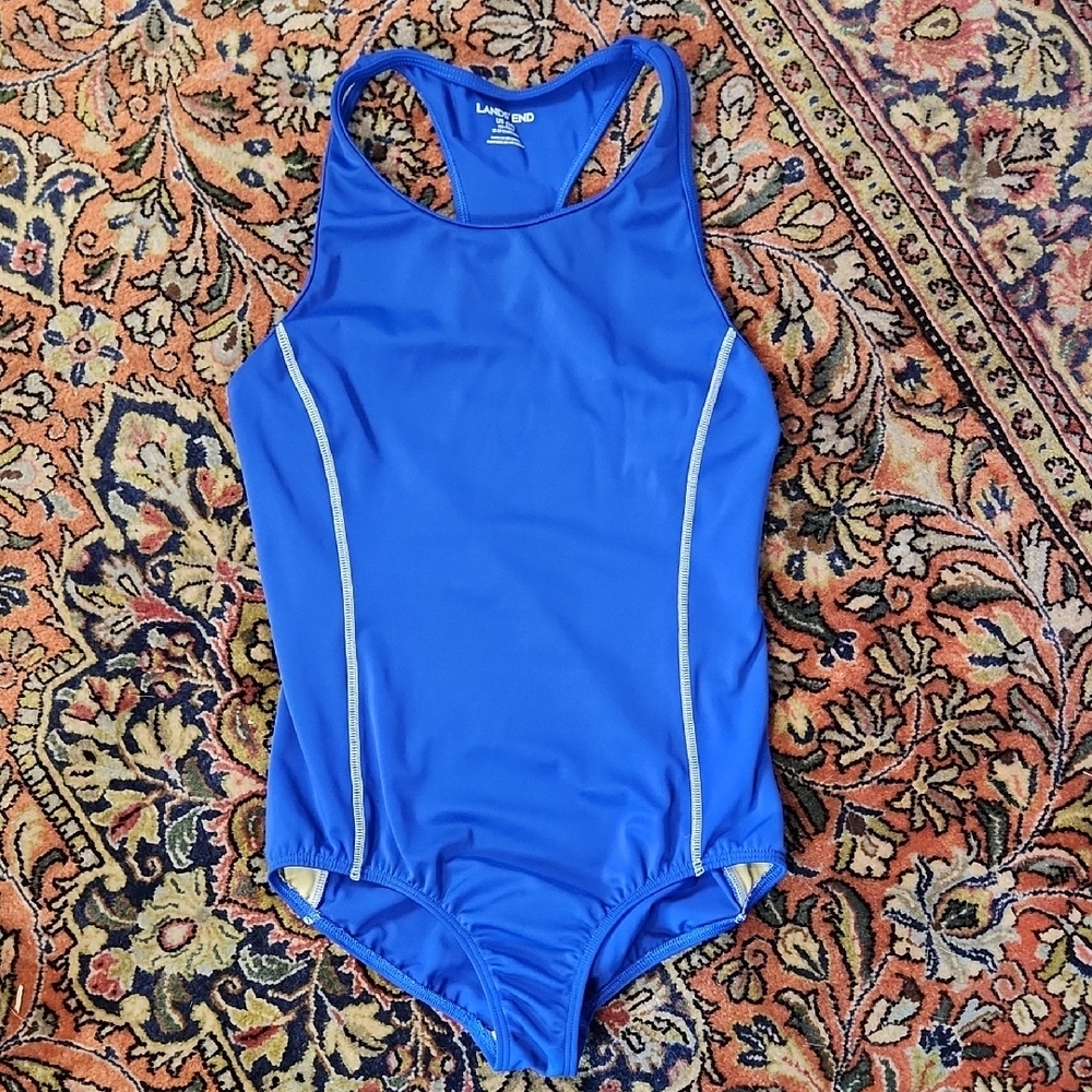 Lands' End Racerback Swimsuit US 14 Blue